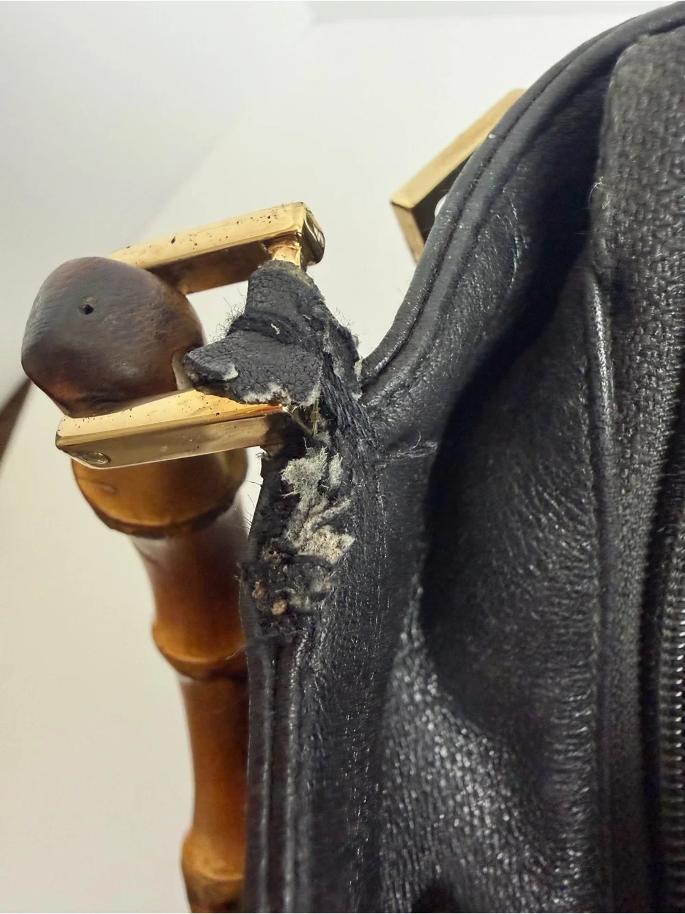 Vintage Gucci Diana Black Leather Tote with Bamboo Handles PROJECT
